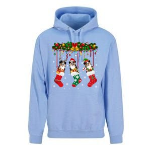 Australian Shepherd In Sock Xmas Reindeer Santa Elf Dog Gift Unisex Surf Hoodie