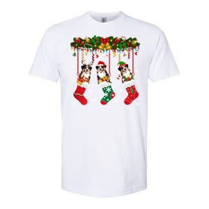 Australian Shepherd In Sock Xmas Reindeer Santa Elf Dog Gift Softstyle CVC T-Shirt