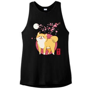 Akita Shiba Inu Dog of Japan Cherry Blossom Ladies PosiCharge Tri-Blend Wicking Tank