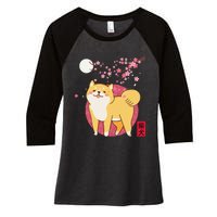 Akita Shiba Inu Dog of Japan Cherry Blossom Women's Tri-Blend 3/4-Sleeve Raglan Shirt