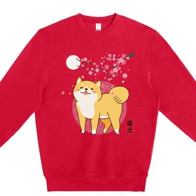 Akita Shiba Inu Dog of Japan Cherry Blossom Premium Crewneck Sweatshirt