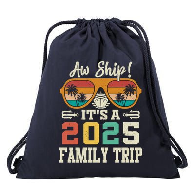 Aw Ship ItS A 2025 Family Trip Matching Cruise Vintage Drawstring Bag