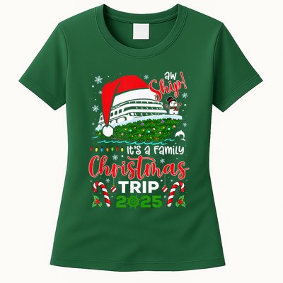 Aw Ship ItS A Christmas Cruise Trip 2025 Family Matching Womens T-Shirt