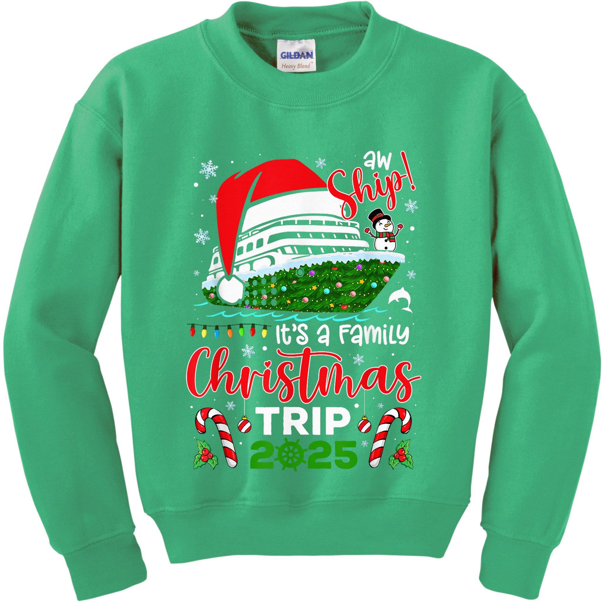Aw Ship ItS A Christmas Cruise Trip 2025 Family Matching Kids Sweatshirt