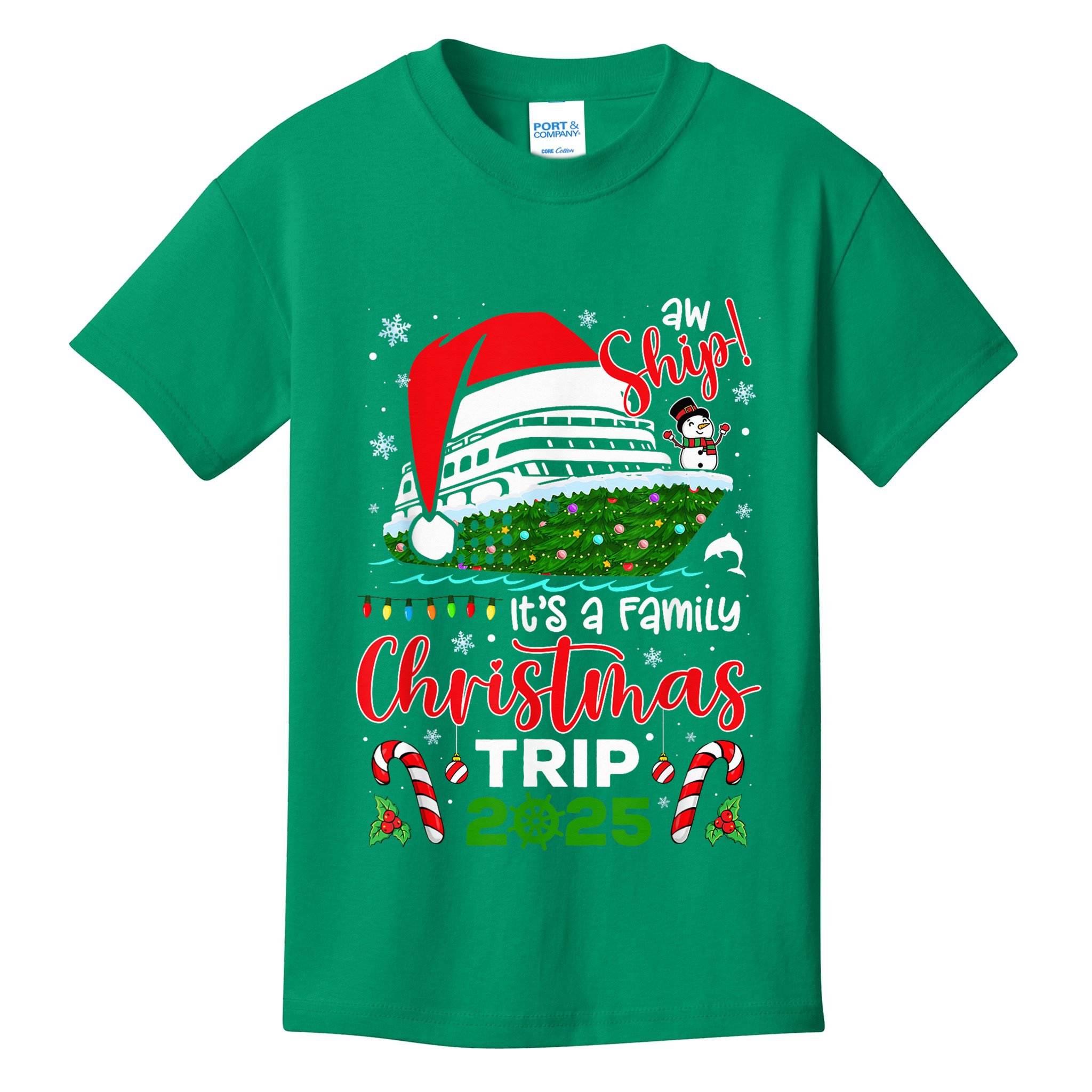 Aw Ship ItS A Christmas Cruise Trip 2025 Family Matching Kids T-Shirt