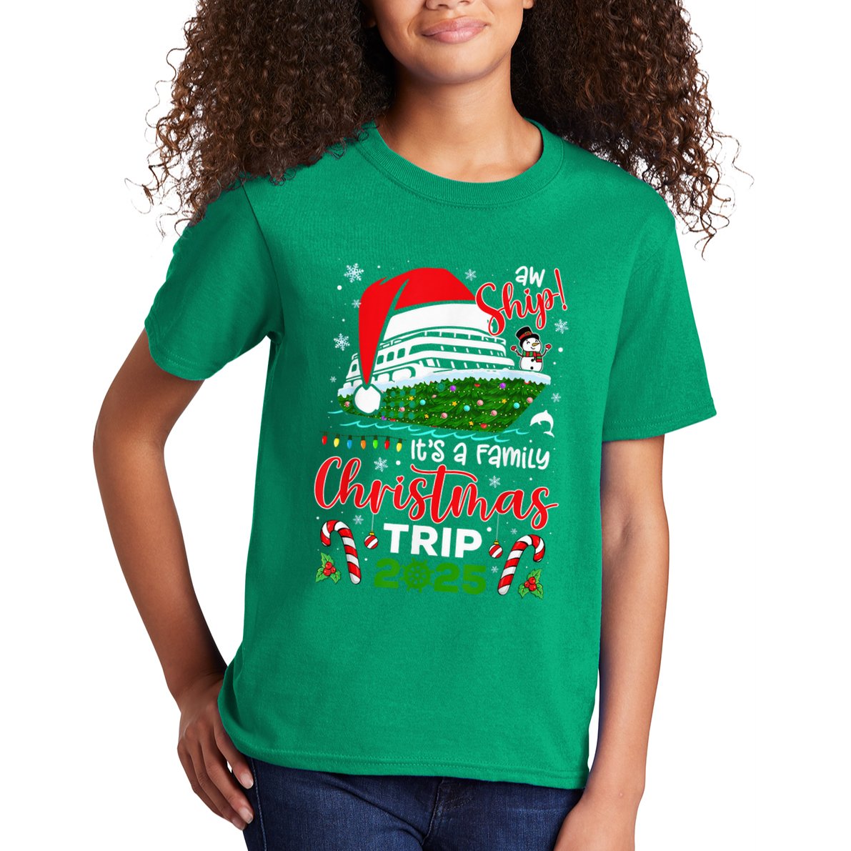 Aw Ship ItS A Christmas Cruise Trip 2025 Family Matching Kids T-Shirt