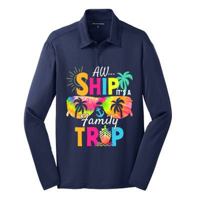 Aw Ship ItS A Family Trip 2024 Family Cruise Squad Tie Dye Silk Touch Performance Long Sleeve Polo