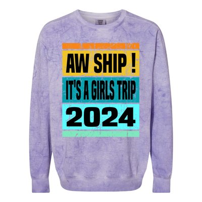 Aw Ship ItS A Trip 2024 Vintage Vacation Cruise Ship Gift Colorblast Crewneck Sweatshirt