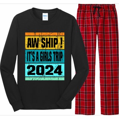 Aw Ship ItS A Trip 2024 Vintage Vacation Cruise Ship Gift Long Sleeve Pajama Set