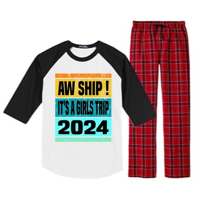 Aw Ship ItS A Trip 2024 Vintage Vacation Cruise Ship Gift Raglan Sleeve Pajama Set