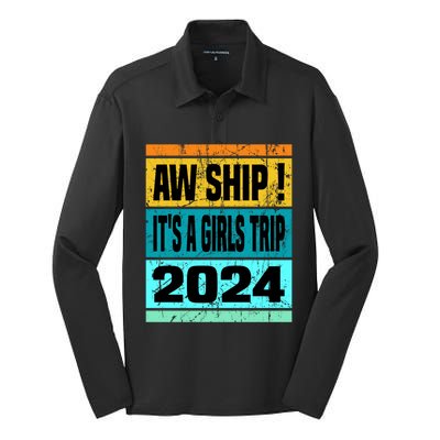 Aw Ship ItS A Trip 2024 Vintage Vacation Cruise Ship Gift Silk Touch Performance Long Sleeve Polo