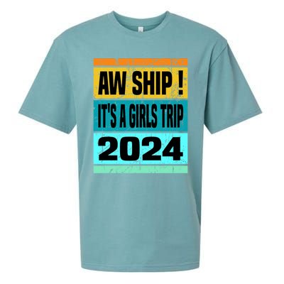 Aw Ship ItS A Trip 2024 Vintage Vacation Cruise Ship Gift Sueded Cloud Jersey T-Shirt