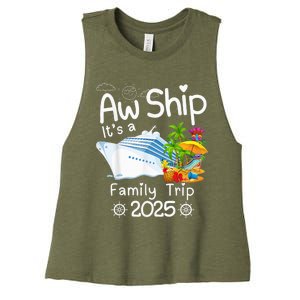 Aw Ship ItS A Family Trip 2025 Apparel Funny Women's Racerback Cropped Tank