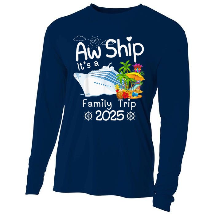 Aw Ship ItS A Family Trip 2025 Apparel Funny Cooling Performance Long Sleeve Crew