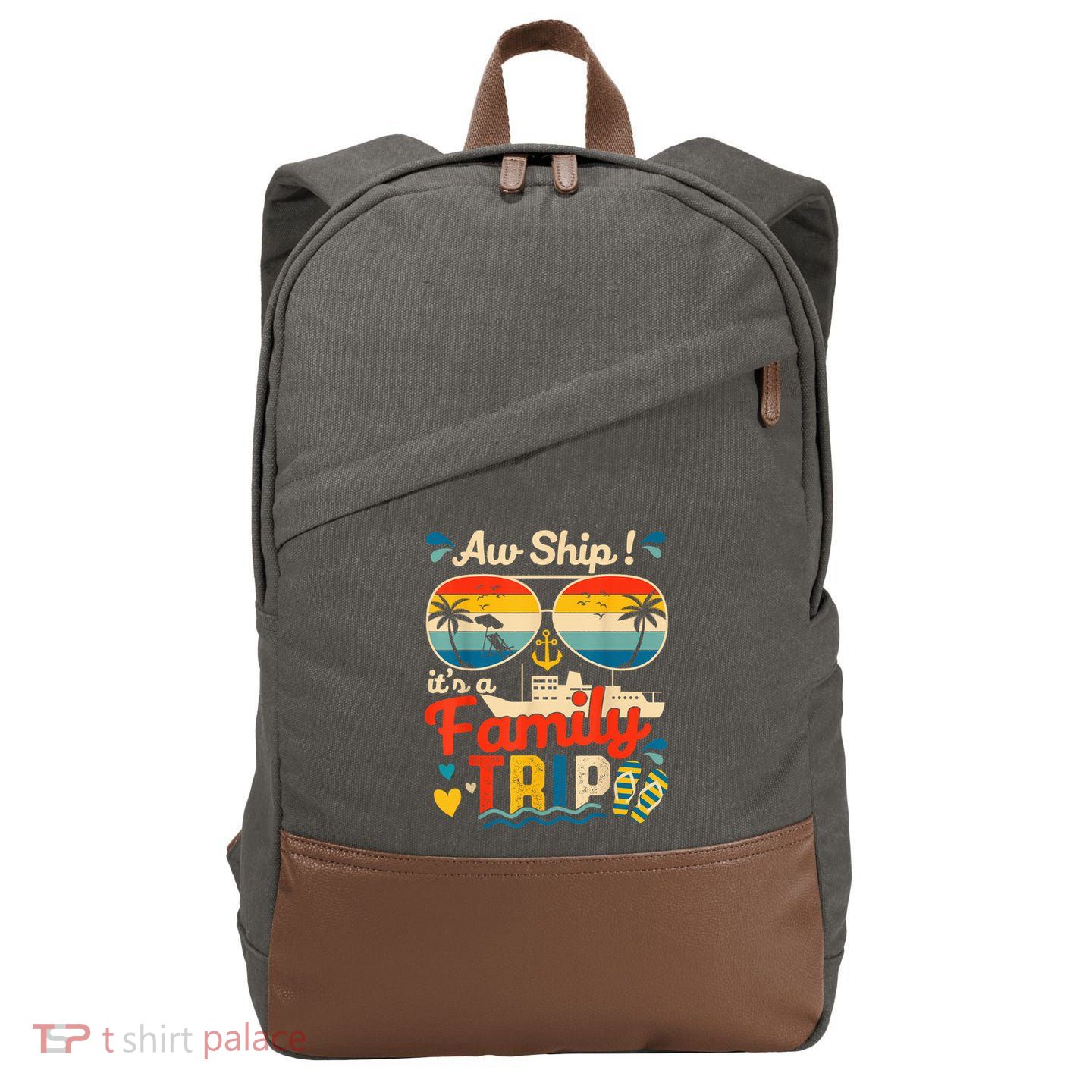 Aw Ship ItS A Family Trip 2025 Family Cruise Matching Cotton Canvas Backpack