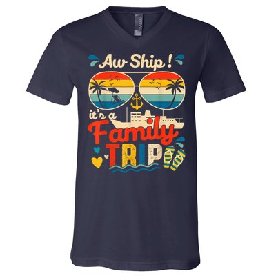 Aw Ship ItS A Family Trip 2025 Family Cruise Matching V-Neck T-Shirt