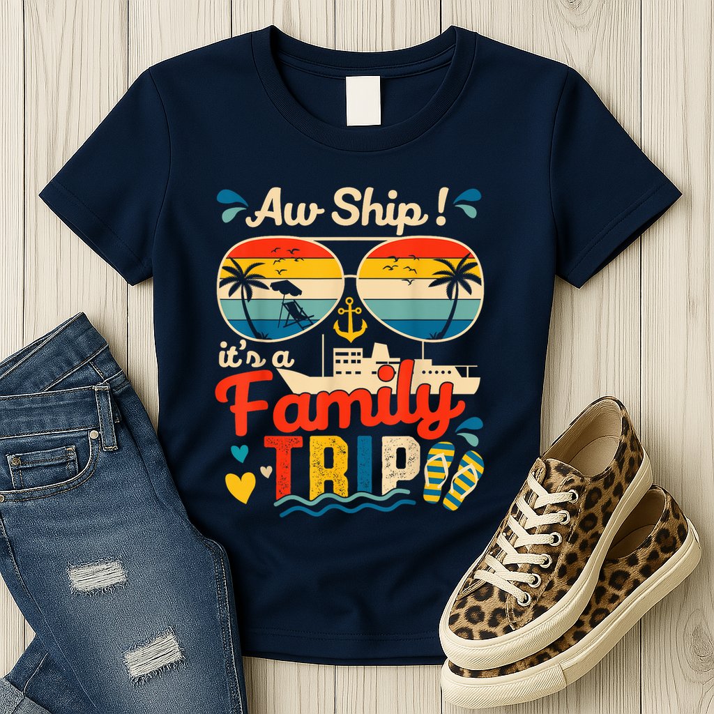 Aw Ship ItS A Family Trip 2025 Family Cruise Matching Womens T-Shirt