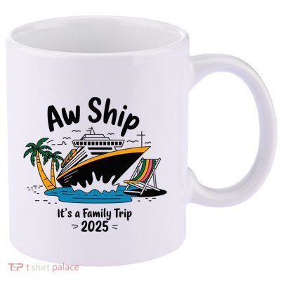 Aw Ship ItS A Family Trip 2025 Family Cruise Squad Matching 11oz C Handle Ceramic Mug