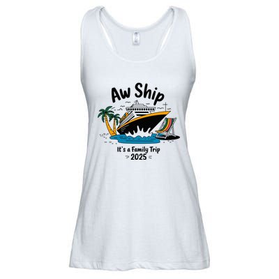 Aw Ship ItS A Family Trip 2025 Family Cruise Squad Matching Ladies Essential Flowy Tank