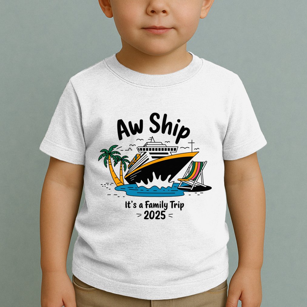 Aw Ship ItS A Family Trip 2025 Family Cruise Squad Matching Toddler T-Shirt