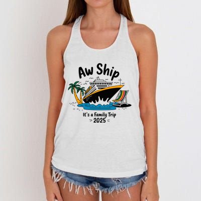 Aw Ship ItS A Family Trip 2025 Family Cruise Squad Matching Women's Knotted Racerback Tank