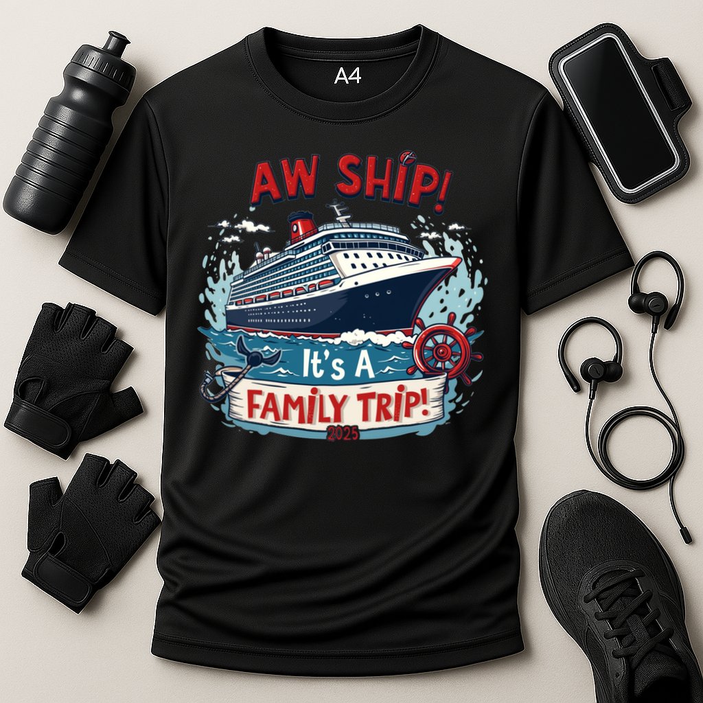 Aw Ship! It’S A Family Trip 2025 Family Matching Cruise Trip Gift Cooling Performance Crew T-Shirt
