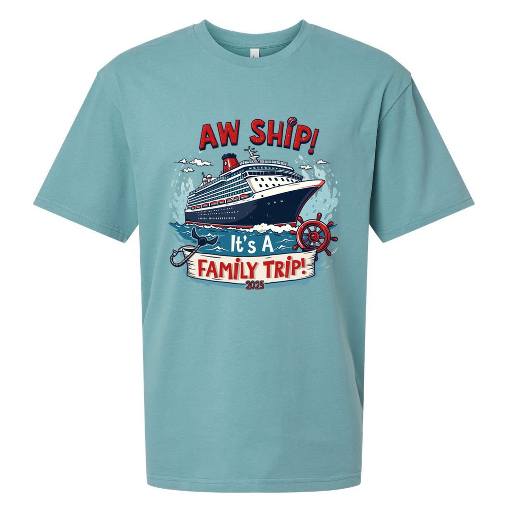 Aw Ship! It’S A Family Trip 2025 Family Matching Cruise Trip Gift Sueded Cloud Jersey T-Shirt