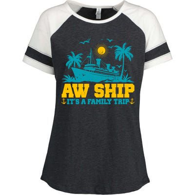 Aw Ship It’S A Family Trip Gift Enza Ladies Jersey Colorblock Tee