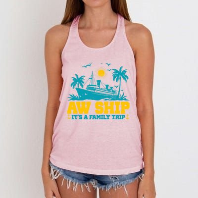 Aw Ship It’S A Family Trip Gift Women's Knotted Racerback Tank