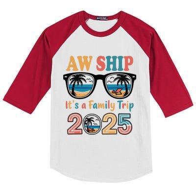 Aw Ship ItS A Family Trip 2025 Family Cruise Squad Matching Kids Colorblock Raglan Jersey