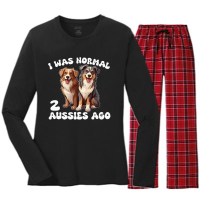 Australian Shepherd I Was Normal 2 Aussies Ago Women's Long Sleeve Flannel Pajama Set 