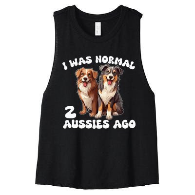 Australian Shepherd I Was Normal 2 Aussies Ago Women's Racerback Cropped Tank