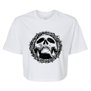 A Skull In Thorns Gothic Christ Jesus Bella+Canvas Jersey Crop Tee