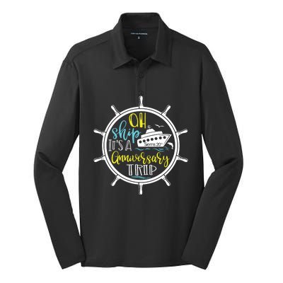 Ah Ship Its A Family Trip Group Cruising Silk Touch Performance Long Sleeve Polo