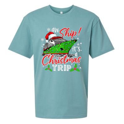 Aw Ship It's A Christmas Trip Cute Cruise Family Friend Xmas Sueded Cloud Jersey T-Shirt