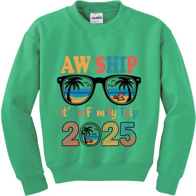 Aw Ship ItS A Family Trip 2025 Family Cruise Squad Matching Kids Sweatshirt