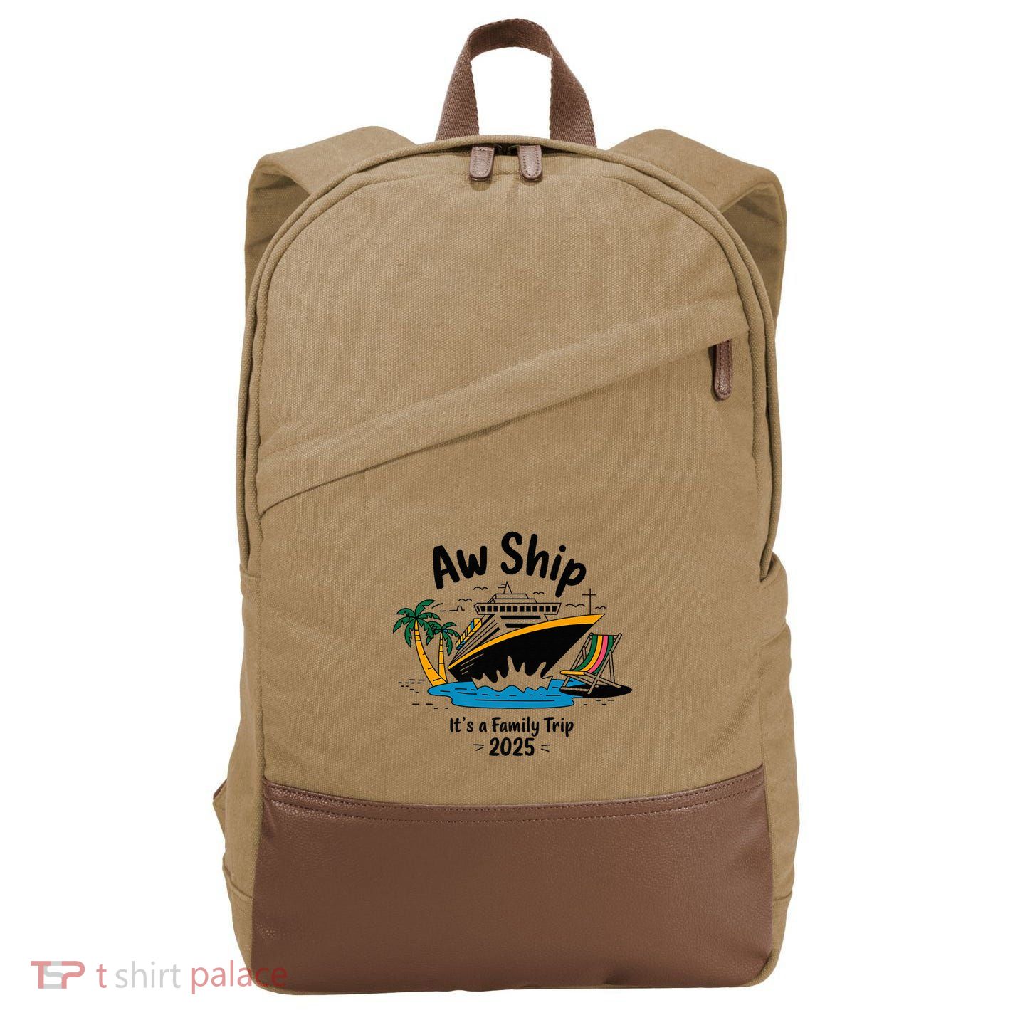 Aw Ship ItS A Family Trip 2025 Family Cruise Squad Matching Cotton Canvas Backpack