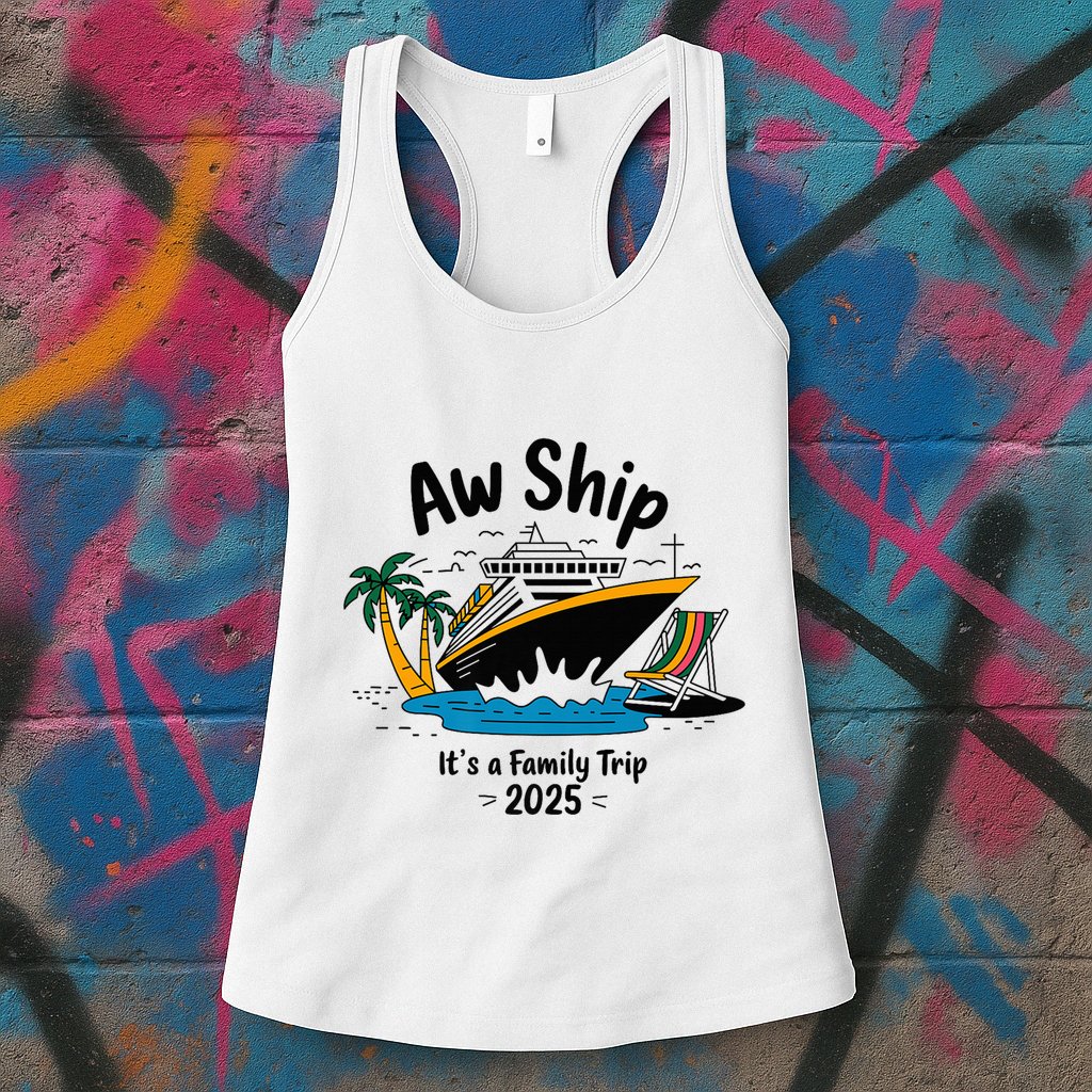 Aw Ship ItS A Family Trip 2025 Family Cruise Squad Matching Womens Tank Top