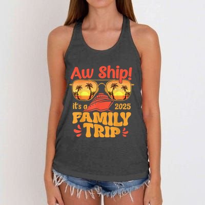Aw Ship ItS A Family Trip 2025 Family Cruise Squad Matching Women's Knotted Racerback Tank