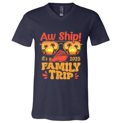 Aw Ship ItS A Family Trip 2025 Family Cruise Squad Matching V-Neck T-Shirt