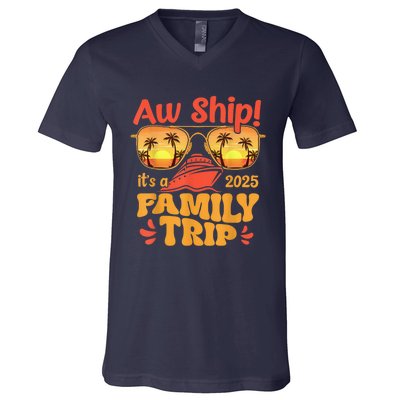 Aw Ship ItS A Family Trip 2025 Family Cruise Squad Matching V-Neck T-Shirt