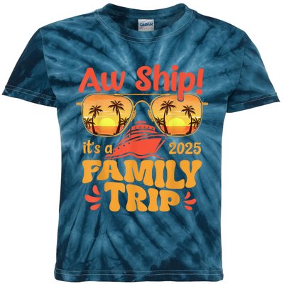 Aw Ship ItS A Family Trip 2025 Family Cruise Squad Matching Kids Tie-Dye T-Shirt