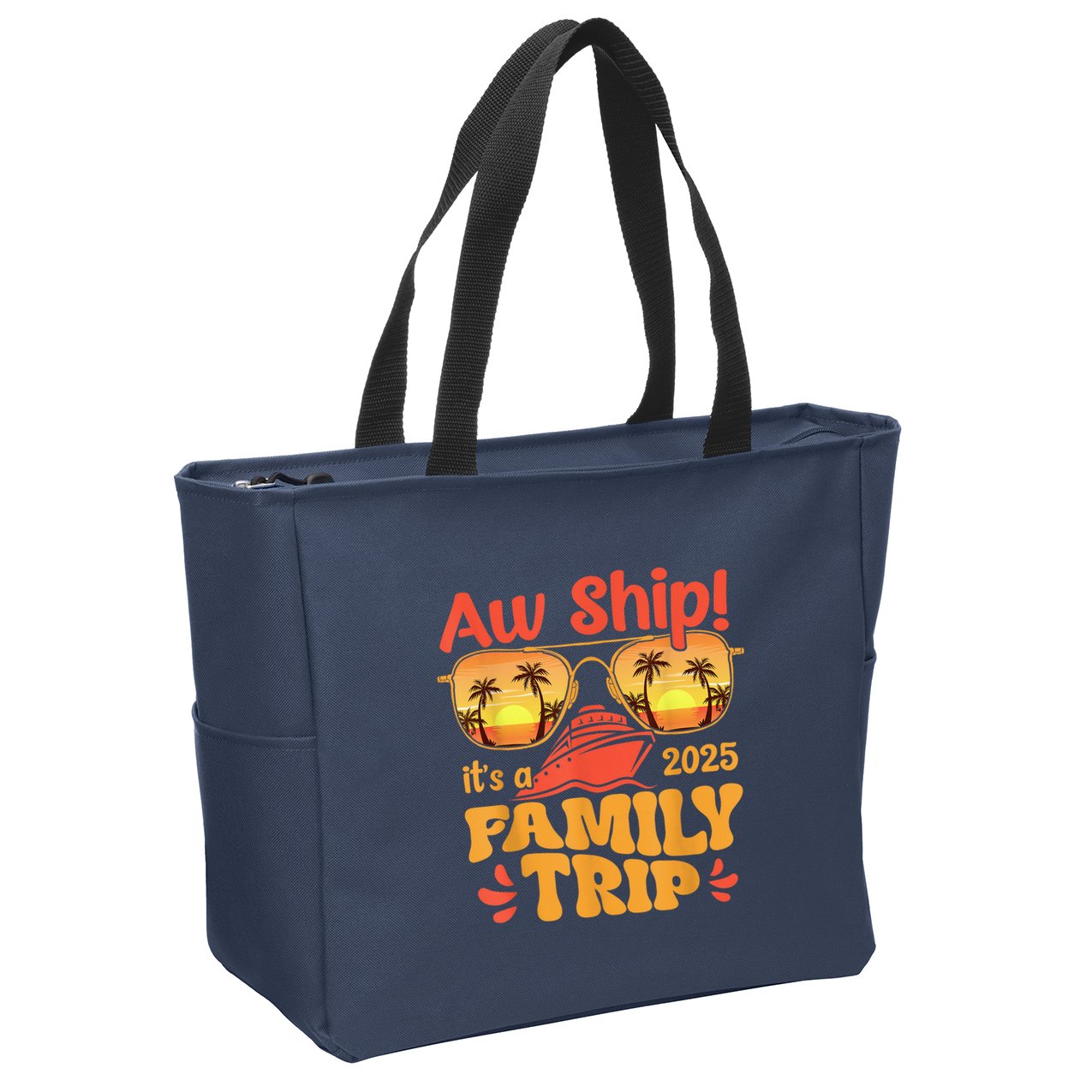 Aw Ship ItS A Family Trip 2025 Family Cruise Squad Matching Zip Tote Bag