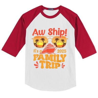 Aw Ship ItS A Family Trip 2025 Family Cruise Squad Matching Kids Colorblock Raglan Jersey