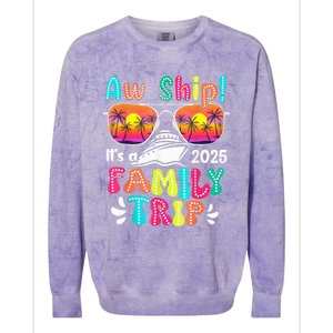 Aw Ship ItS A Family Trip 2025 Family Cruise Squad Retro Colorblast Crewneck Sweatshirt