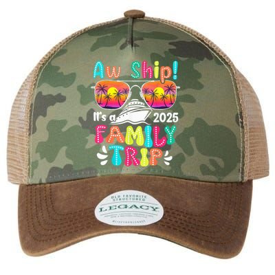 Aw Ship ItS A Family Trip 2025 Family Cruise Squad Retro Legacy Tie Dye Trucker Hat