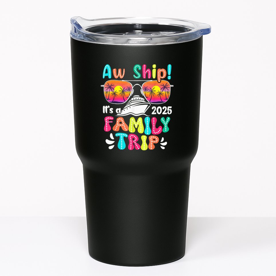 Aw Ship ItS A Family Trip 2025 Family Cruise Squad Retro Tumbler