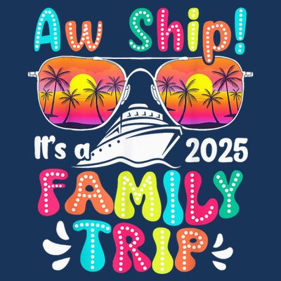 Aw Ship ItS A Family Trip 2025 Family Cruise Squad Retro T-Shirt