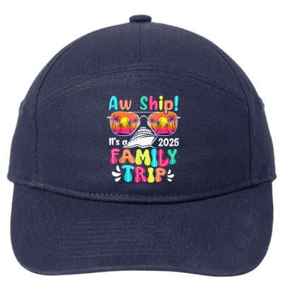 Aw Ship ItS A Family Trip 2025 Family Cruise Squad Retro 7-Panel Snapback Hat