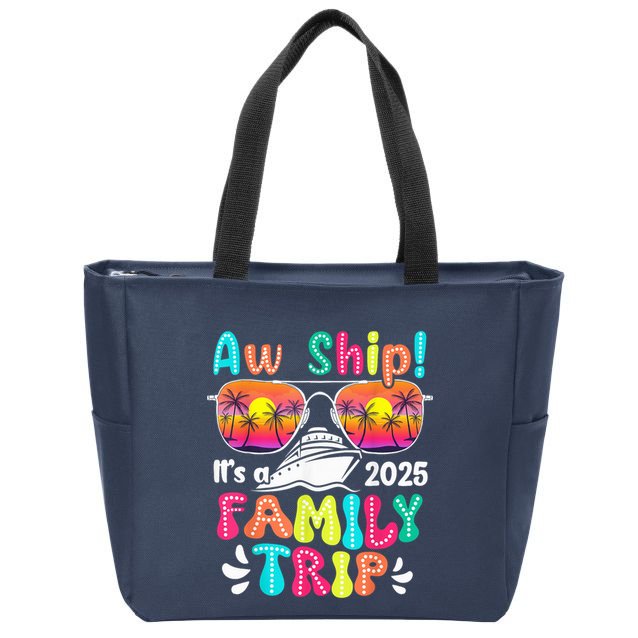 Aw Ship ItS A Family Trip 2025 Family Cruise Squad Retro Zip Tote Bag